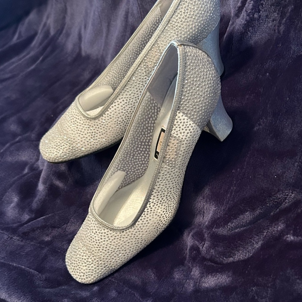 Nina Elegant Silver and Crystal Women's Heels